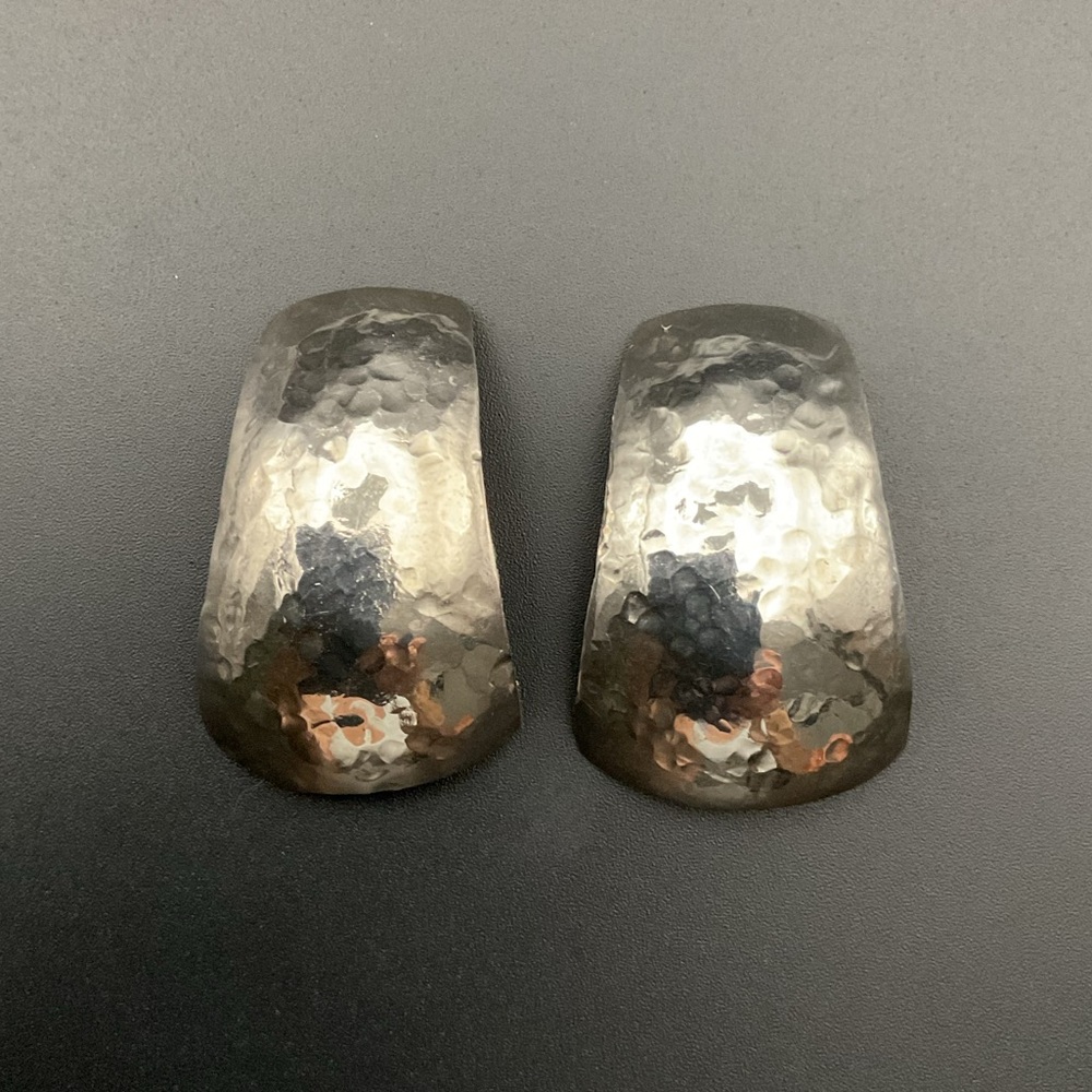 Unique Hammered Metal Clip On Earrings